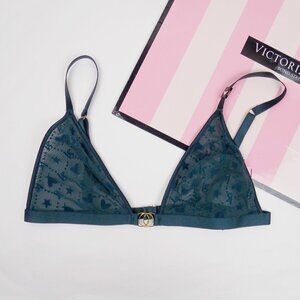 nwt Victoria's Secret sheer mesh triangle bralette with velvet logo print